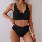 Damen Hoch tailliertes Bikini-Set mit elegantem Wickel-Design R&B
