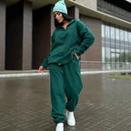 Damen Kuscheliges Fleece-Loungewear-Set mit Halb-Reißverschluss und elastischem Bund R&B