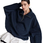 Damen Sweatshirt mit Zip-Kragen und lässigem Schnitt R&B