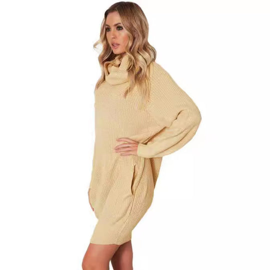 Damen Strickkleid mit weitem Kragen R&B
