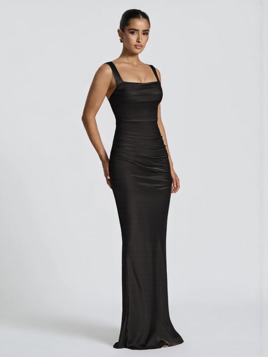Damen Elegantes Satin-Maxi-Kleid mit figurschmeichelndem Design R&B
