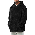 Herren kuscheliger Hoodie mit praktischen Kängurutaschen und hohem Kragen R&B