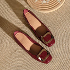 Damen elegante Ballerinas mit glänzender Schnallenapplikation
