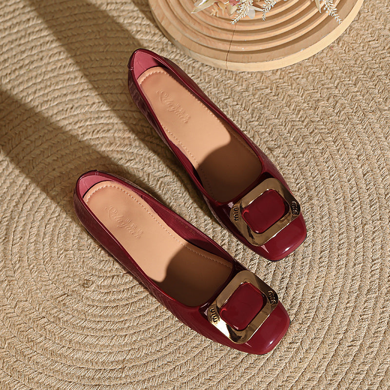 Damen elegante Ballerinas mit glänzender Schnallenapplikation