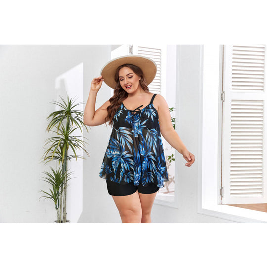 Damen Tankini-Set mit floralem Oberteil und figurbetonendem Unterteil R&B