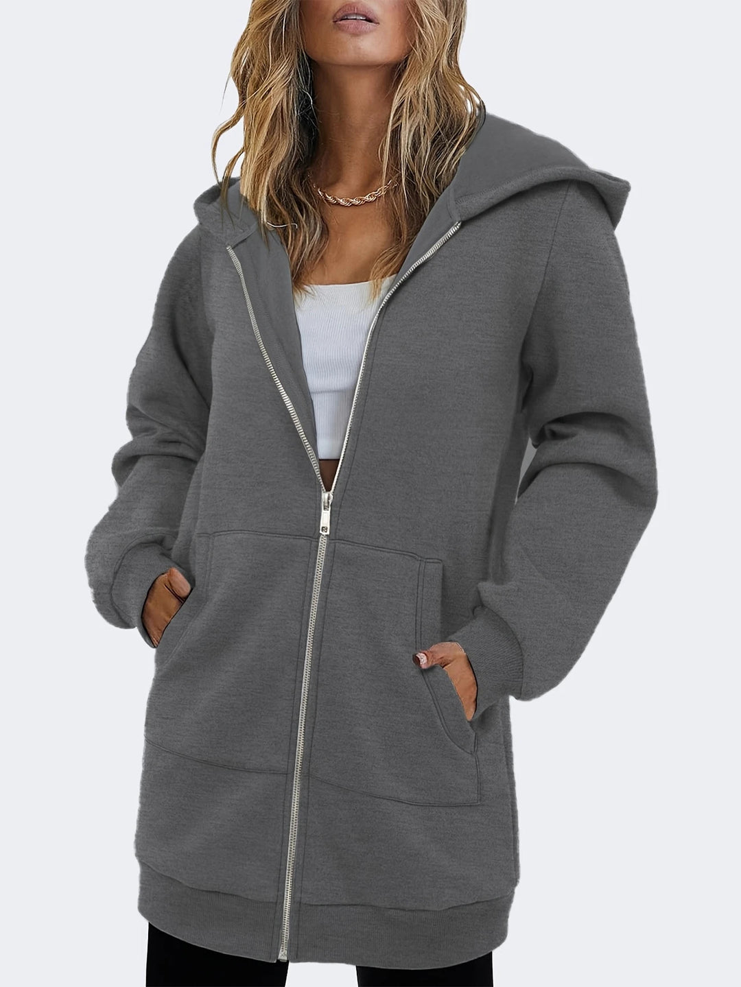 Damen Kapuzensweatjacke mit großzügigen Taschen von R&B
