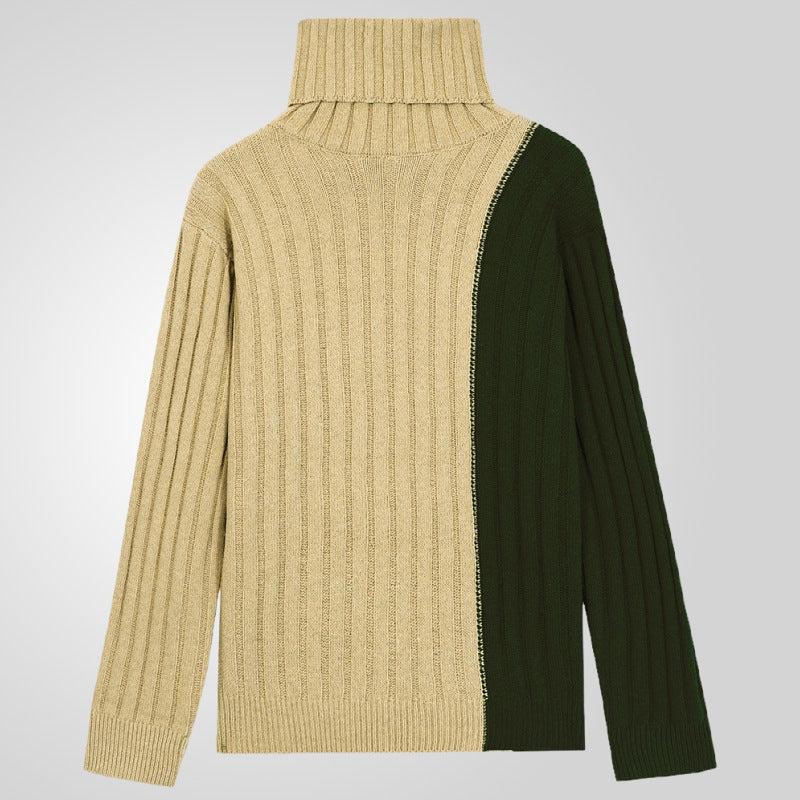 Herren Strickpullover mit modernem Stehkragen und farblich abgesetztem Design R&B