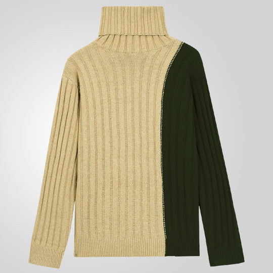 Herren Strickpullover mit modernem Stehkragen und farblich abgesetztem Design R&B