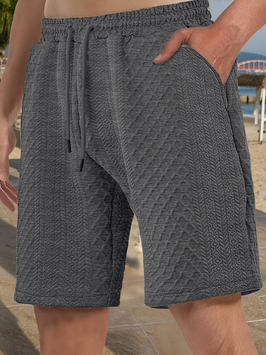 Herren nan strukturierte Strand-Bermuda aus Waffeljersey mit elastischem Kordelbund und schrägen Eingrifftaschen R&B