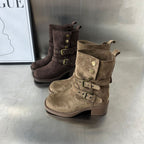 Damen Modische Stiefeletten mit eleganten Schnallen und bequemer Absatzhöhe R&B