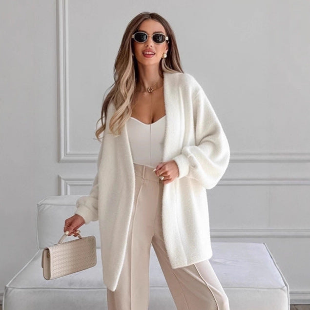 Damen Luxuriöser Wickelcardigan mit komfortablem Schnitt und Gürtel R&B