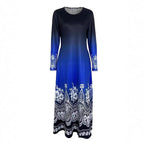 Damen Maxi-Kleid mit farbenfrohem Ombre-Design und floralen Verzierungen R&B