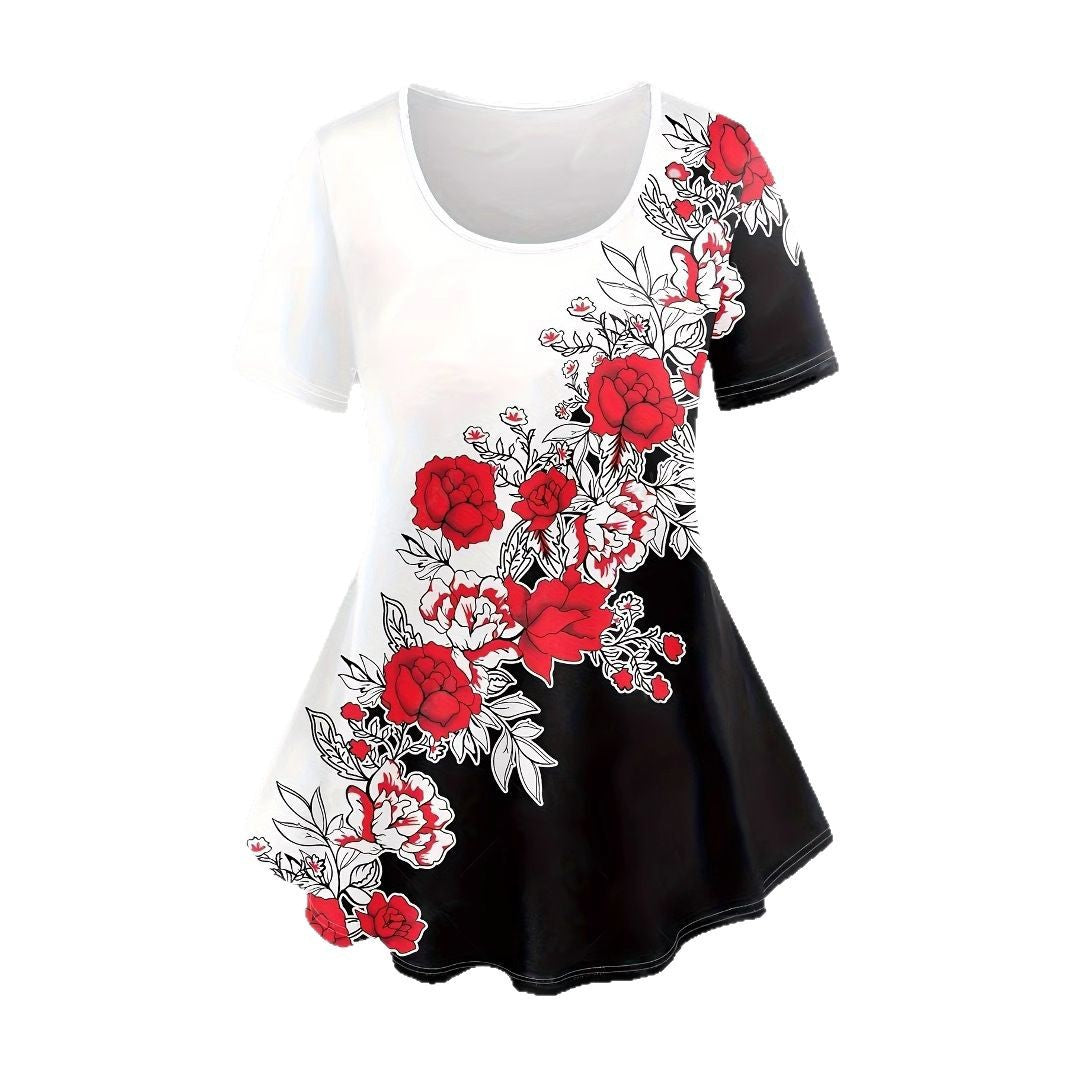 Damen Freizeit-Tunika mit floralem Print und ausgestelltem Schnitt R&B