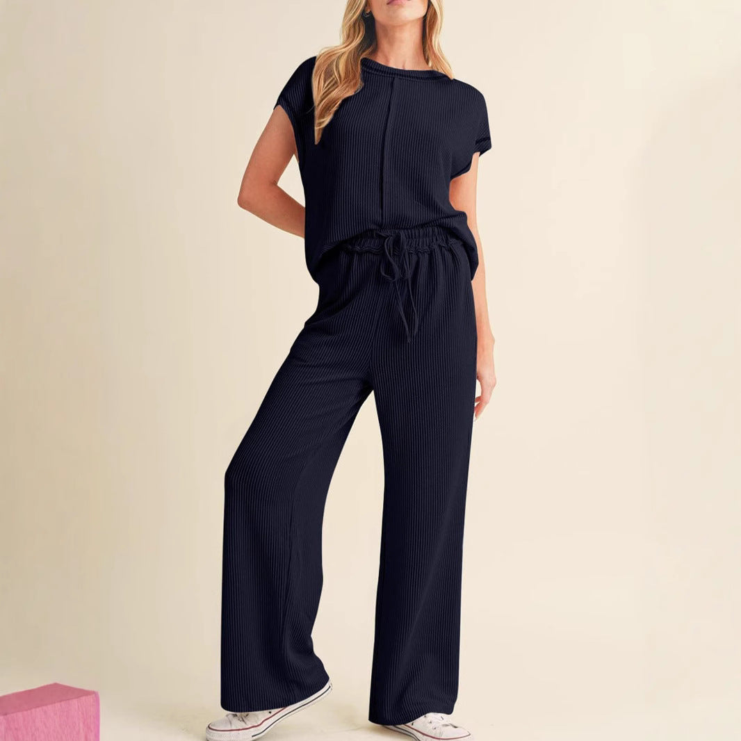 Damen lässiges Jumpsuit mit weit geschnittenem Bein und elastischem Bund R&B