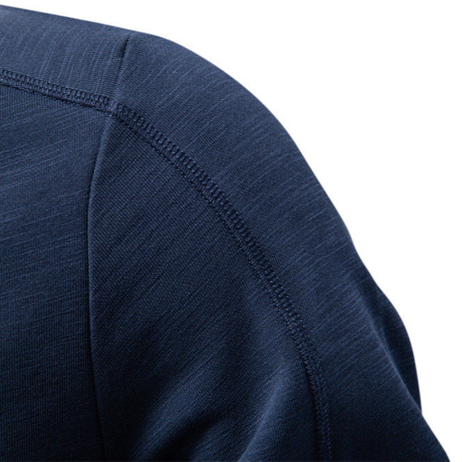Herren nan schlanke Zipjacke im Bomberstil mit feiner Melange-Struktur, Stehkragen und elastischen Rippbündchen R&B