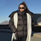 Damen Modische Steppjacke mit hochschließendem Kragen und voluminösen Ärmeln R&B