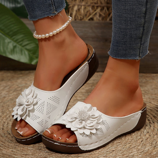 Damen bequeme Sandalen mit floralem Dekor und atmungsaktiver Lochstruktur R&B