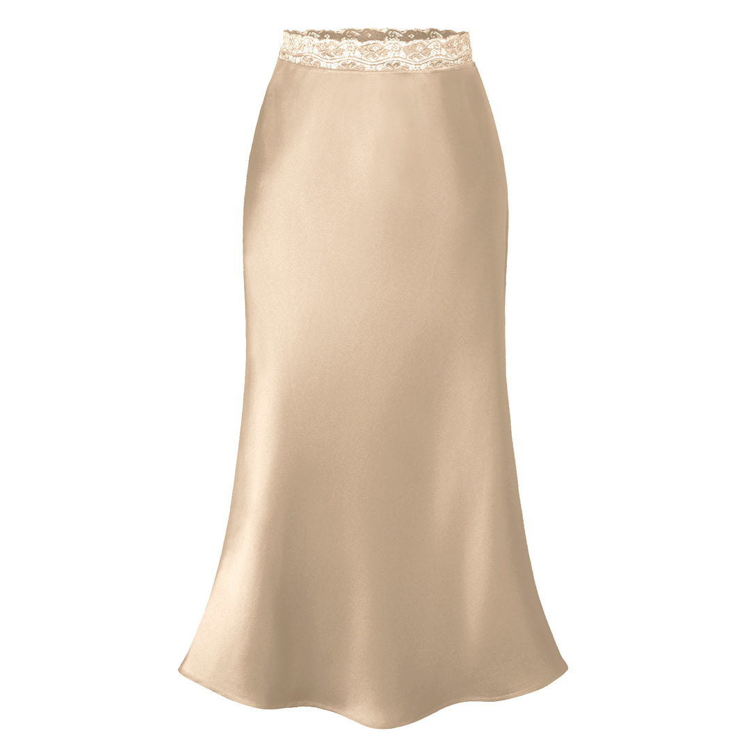 Damen eleganter Satin-Rock mit Spitzenbund R&B