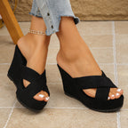 Damen Wedge-Pantoletten mit R&Brnem Riemendesign und komfortablem Fußbett R&B