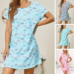 Damen lässiges Nachtkleid mit buntem Schmetterlingsmuster R&B