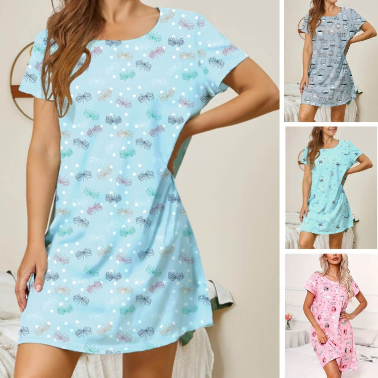 Damen lässiges Nachtkleid mit buntem Schmetterlingsmuster R&B