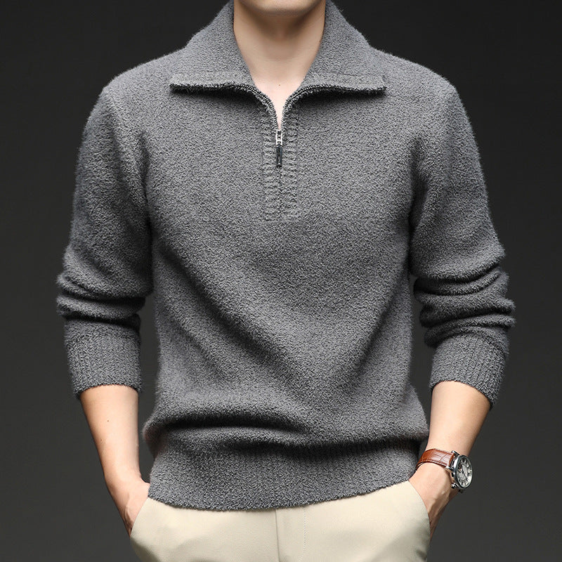 Herren Pullover mit hohem Kragen und Reißverschluss R&B