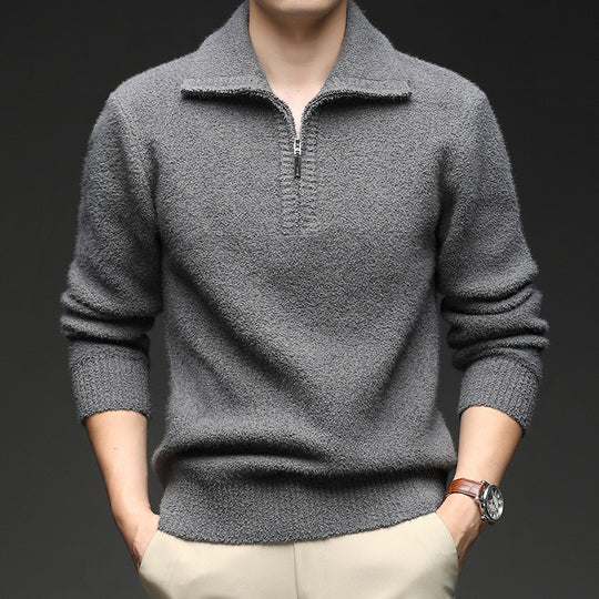 Herren Pullover mit hohem Kragen und Reißverschluss R&B