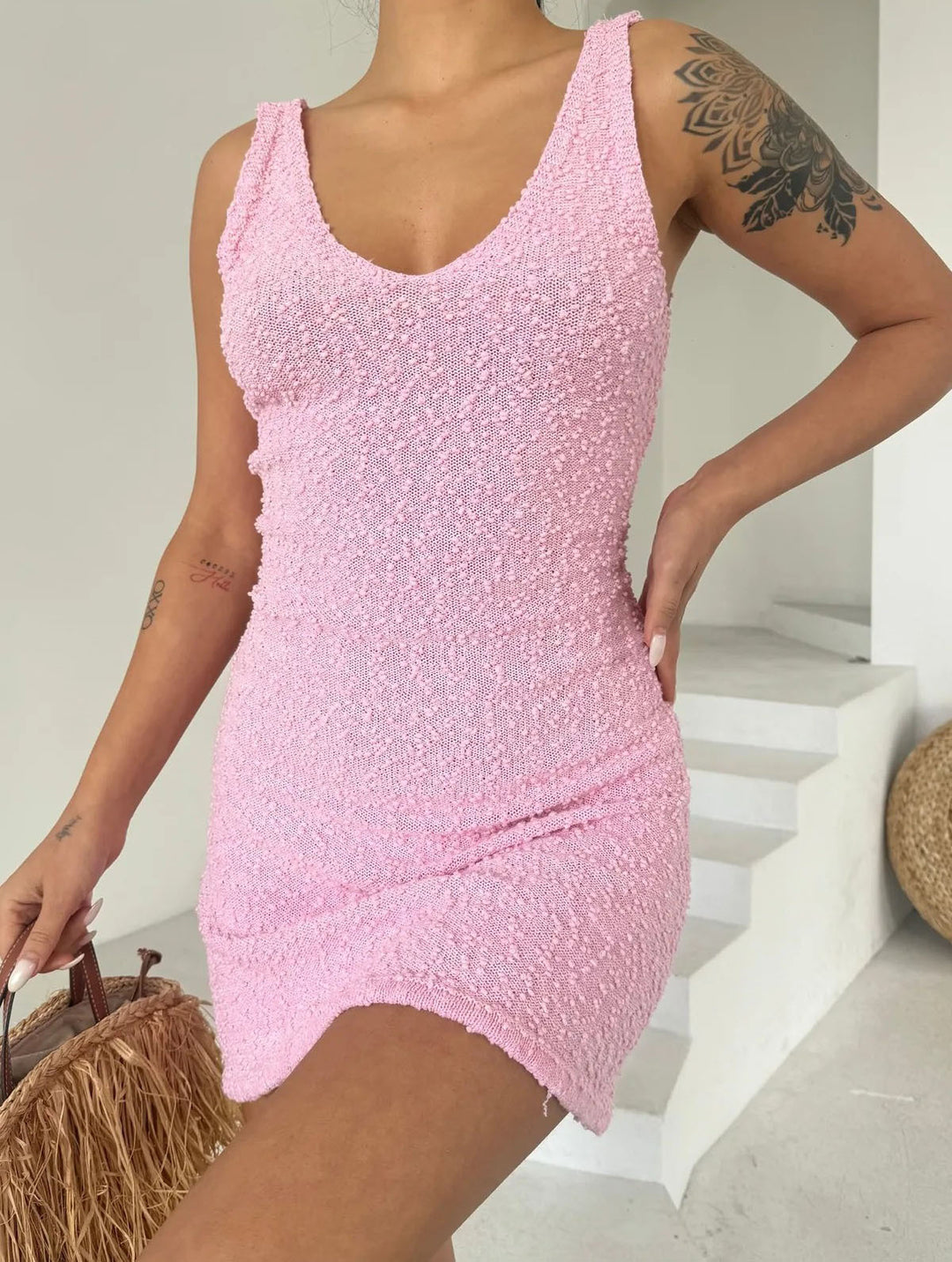 Damen Sommerliches Minikleid mit strukturiertem Gewebe R&B