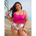 Damen Bikini-Set mit voluminösem Rüschendesign und floralem High-Waist-Slip R&B