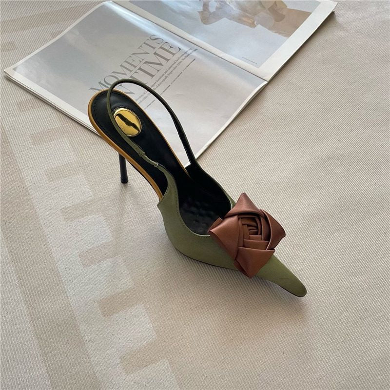 Damen elegante Slingback Pumps mit raffiniertem Blumendetail R&B