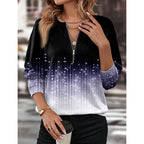 Damen Sweatshirt mit Reißverschluss und modischem Farbverlauf R&B