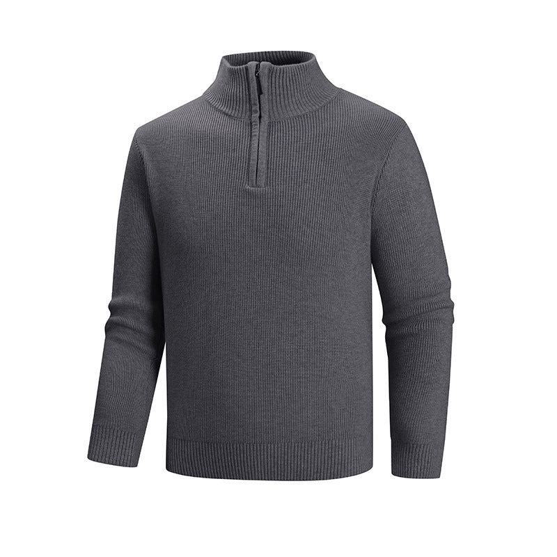 Herren modischer Strickpullover mit halbem Reißverschluss und strukturiertem Muster R&B