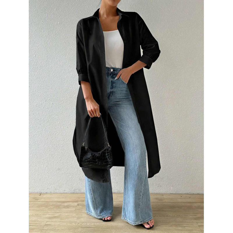 Damen Longline Button-Up Kleid R&B