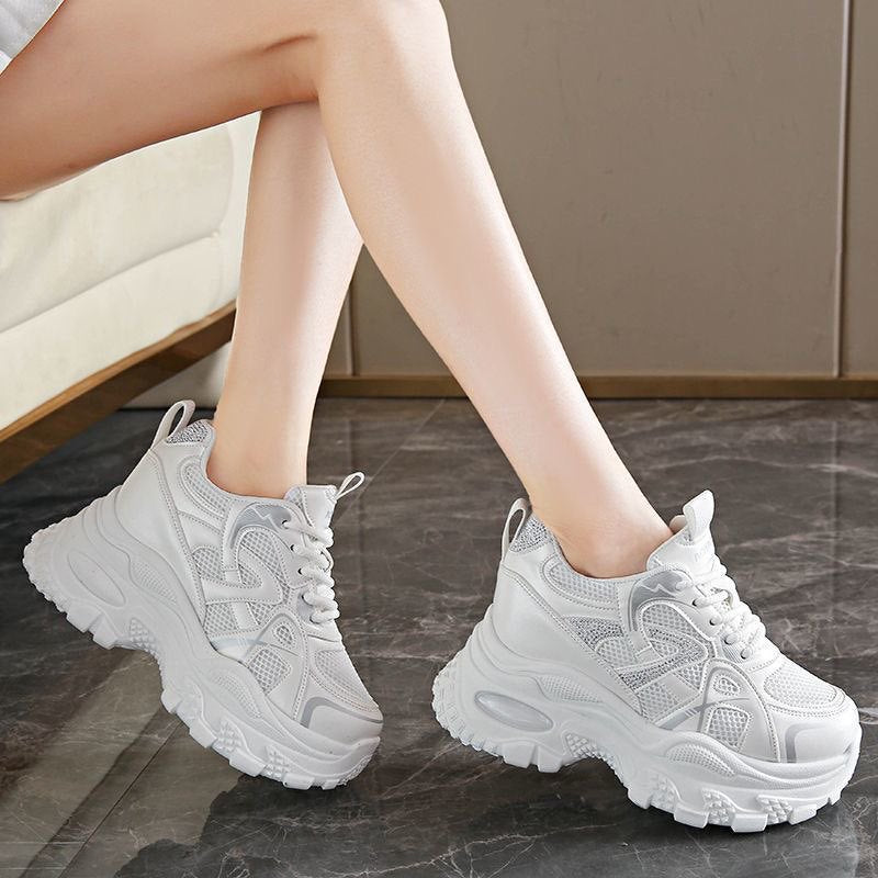 Damen Sportliche Plateau-Sneakers mit atmungsaktiver Mesh-Oberfläche und dämpfender Sohle R&B
