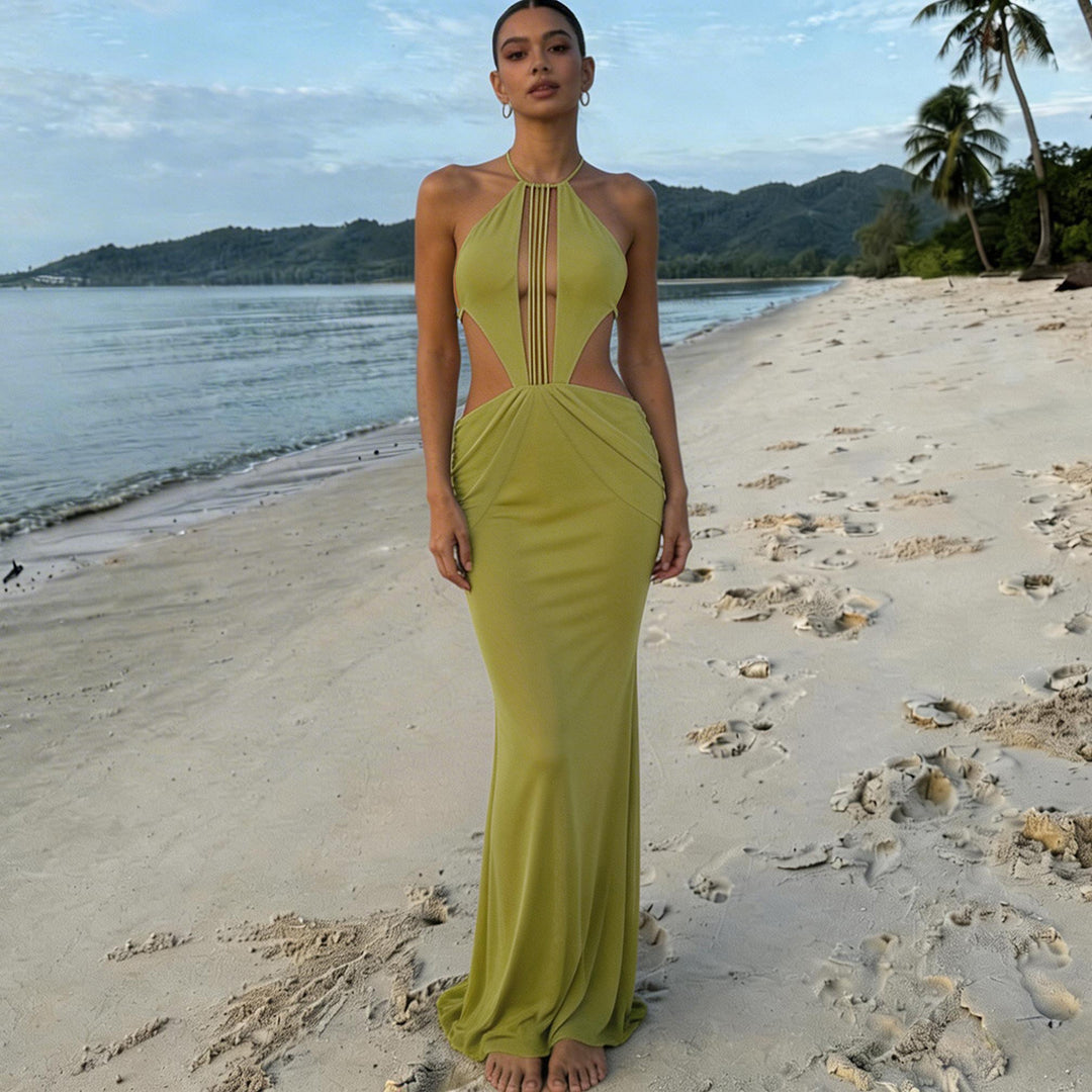 Damen Cut-Out Maxikleid mit raffinierten Transparenz-Elementen R&B