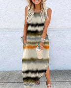 Damen Maxikleid mit modernem Farbverlauf und praktischem Seitentaschen-Design R&B