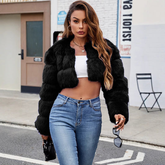 Damen Kurze Pelzjacke R&B