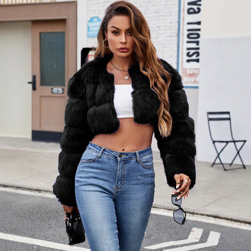 Damen Kurze Pelzjacke R&B