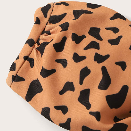 Damen Bandeau-Bikini mit modischem Tiermotiv und Bindedetails R&B