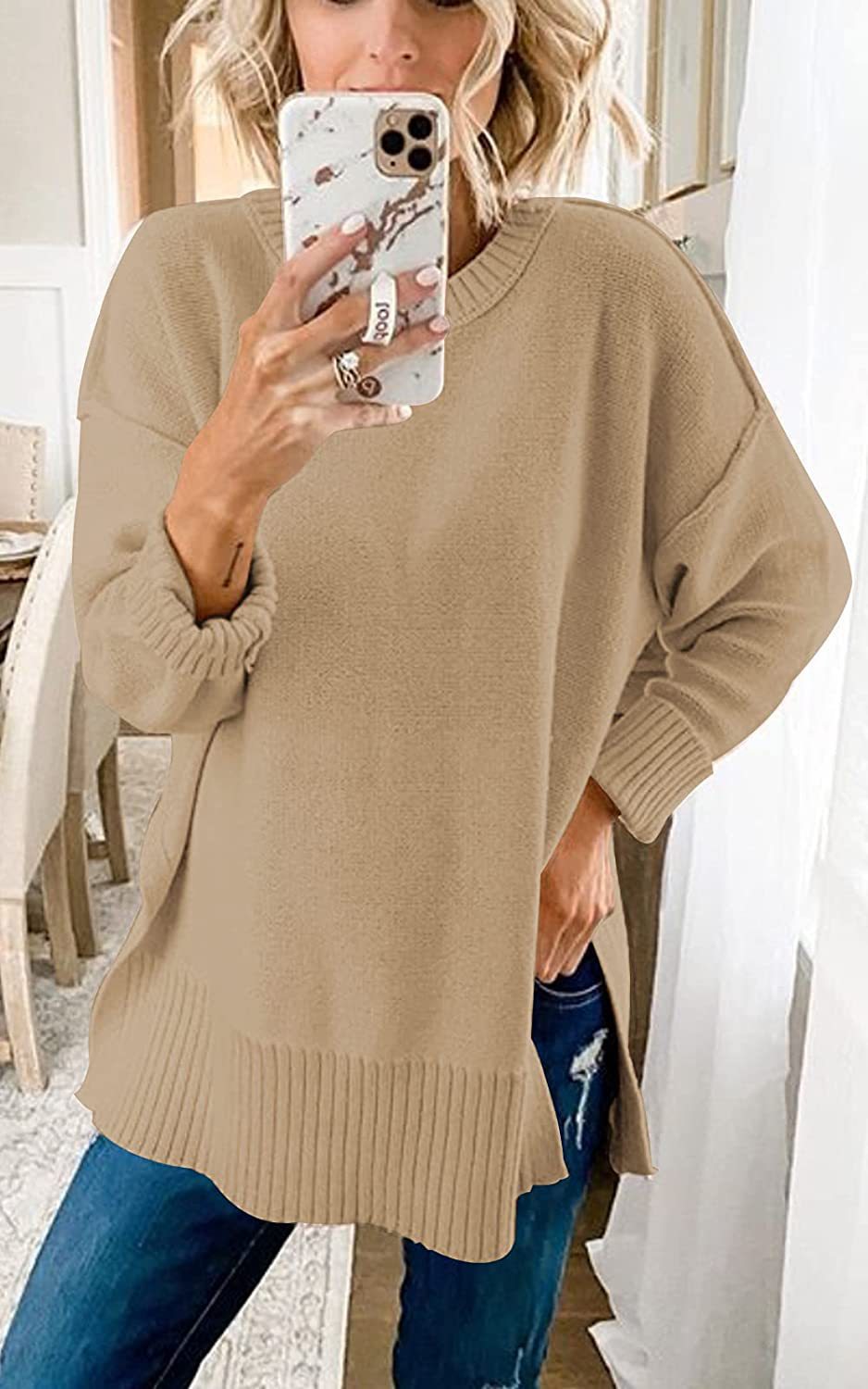 Damen Übergroßer Strickpullover R&B