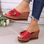 Damen Wedge-Pantoletten mit floralem Design R&B