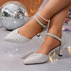 Damen Pumps mit verziertem Riemen und elegantem Blockabsatz R&B