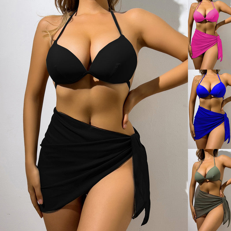 Damen Bikini-Set mit verstellbarem Oberteil und elegantem Wickelrock R&B