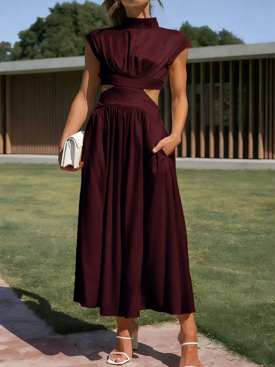 Damen Maxikleid mit elegantem Wickeldesign und raffiniertem Cut-Out R&B