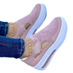 Damen Slip-On Sneakers mit atmungsaktiver Mesh-Oberfläche und rutschfester Sohle R&B
