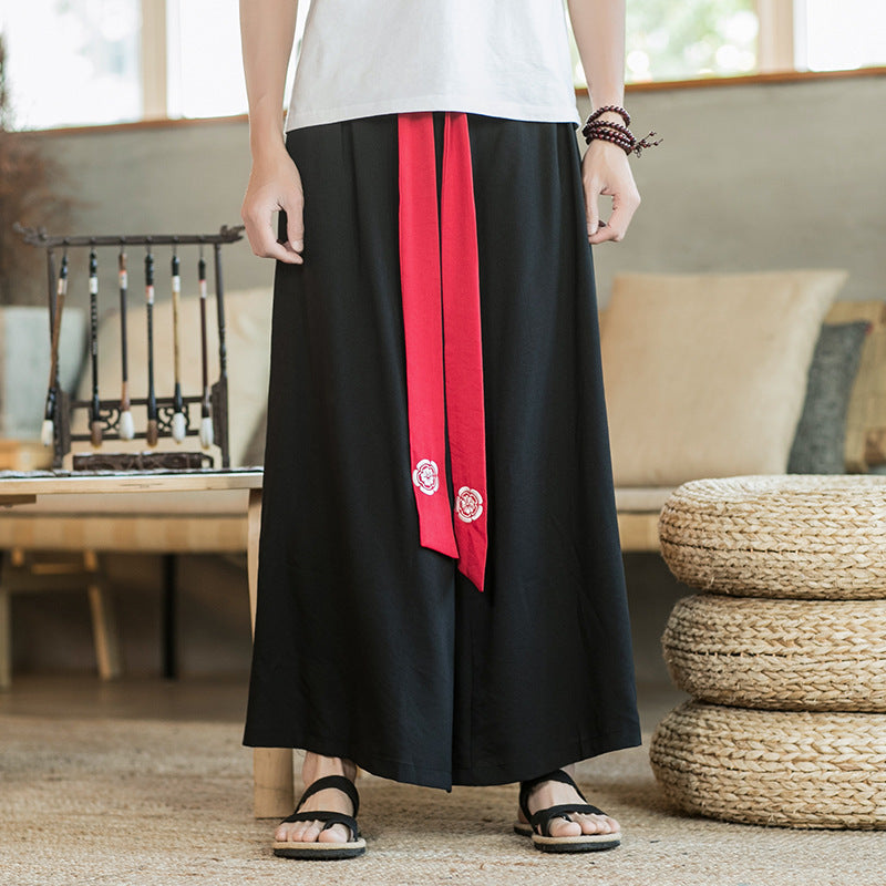 Herren Lässige und elegante Palazzo-Hose mit dekorativem Gürtel