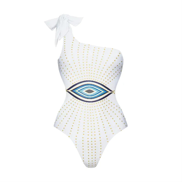 Damen Strandmode-Set mit verspieltem Rüschenshirt und hochtailliertem Höschen R&B