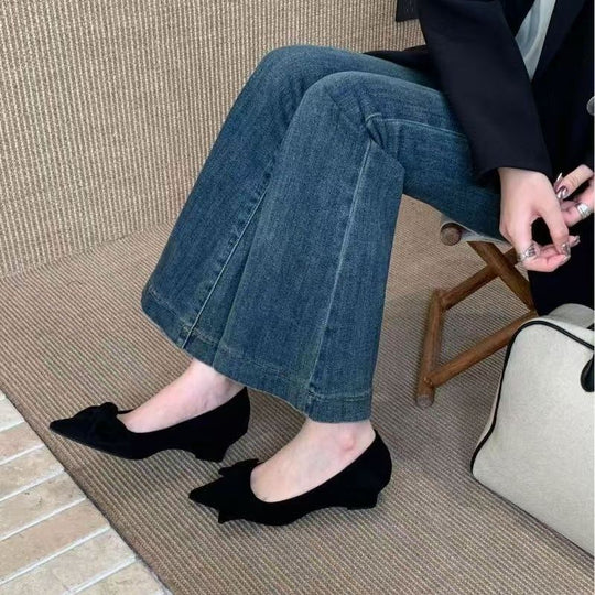 Damen elegante Pumps mit verspielt geschwungenem Design und Schleifenakzenten R&B