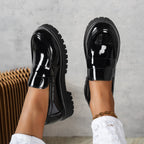 Damen Modische Loafers mit glänzender Oberflächenstruktur R&B
