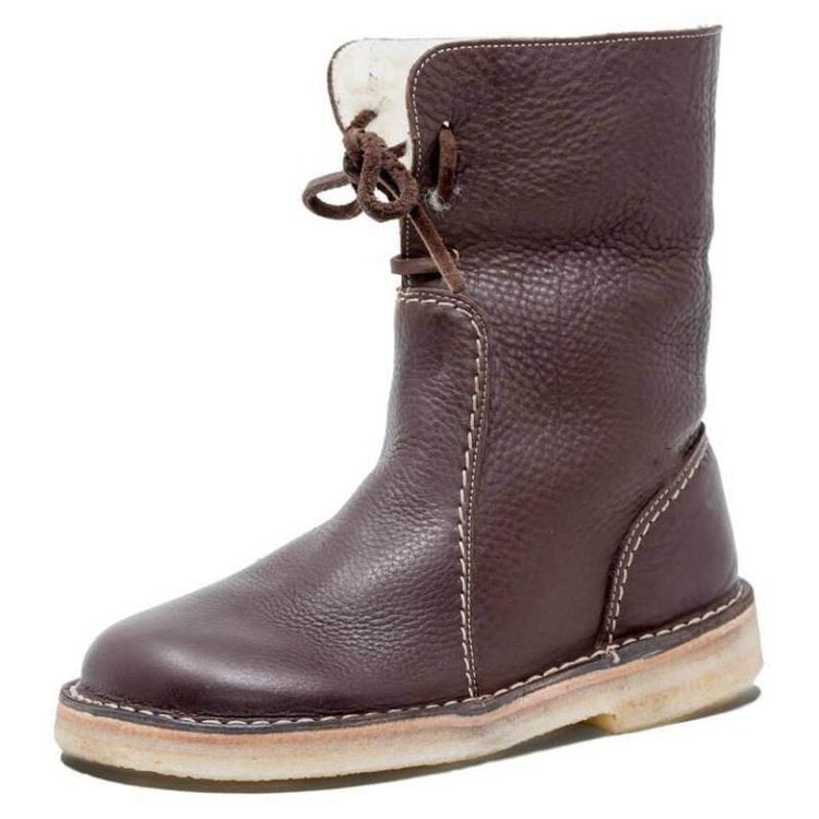 Damen Freizeit-Stiefel aus weichem Leder mit verstellbarem Schnürsystem R&B